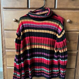 Vintage Tiara International 2002 Striped Turtle Neck Sweater